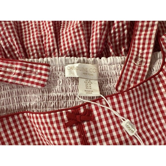 Caroline Constas womens Cotton Midi Dress size Medium Red & White Gingham Check - Picture 5 of 6